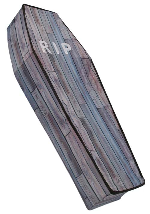 5FT Collapsible Wood Grain Look Coffin Prop Decoration - US 6329