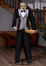 5.6FT Animatronic Evil Greeter Butler Halloween Decoration - US 6074