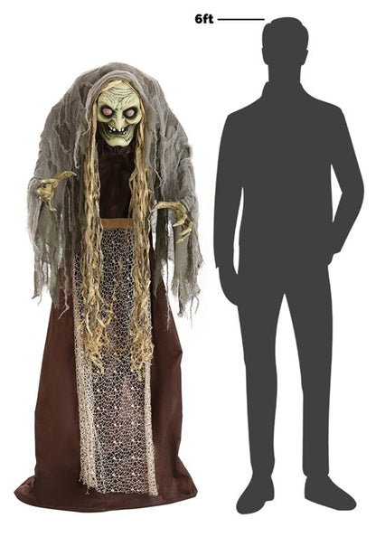 5FT Hag the Witch Animatronic Decoration - Scream Saver - US 8553