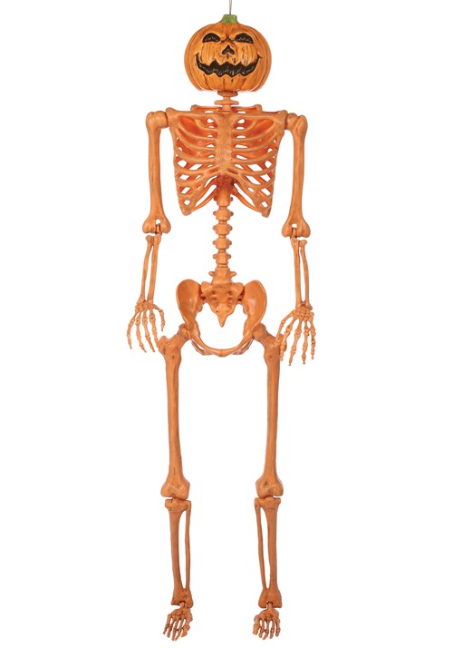 5FT Orange Skeleton with Pumpkin Head Halloween Decoration - US 0661