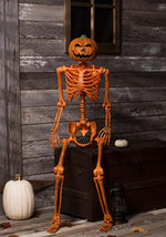 5FT Orange Skeleton with Pumpkin Head Halloween Decoration - US 0661