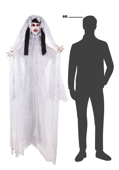 6FT Ghostly Gloria the Hanging Bride Animatronic Decoration - US 2725