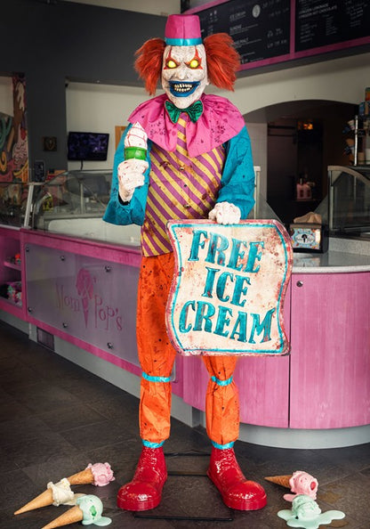 6FT Sweet Treat Saul the Ice Cream Clown Animatronic Decoration - US 5293