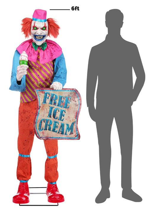 6FT Sweet Treat Saul the Ice Cream Clown Animatronic Decoration - US 5293