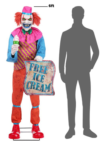 6FT Sweet Treat Saul the Ice Cream Clown Animatronic Decoration - US 5293