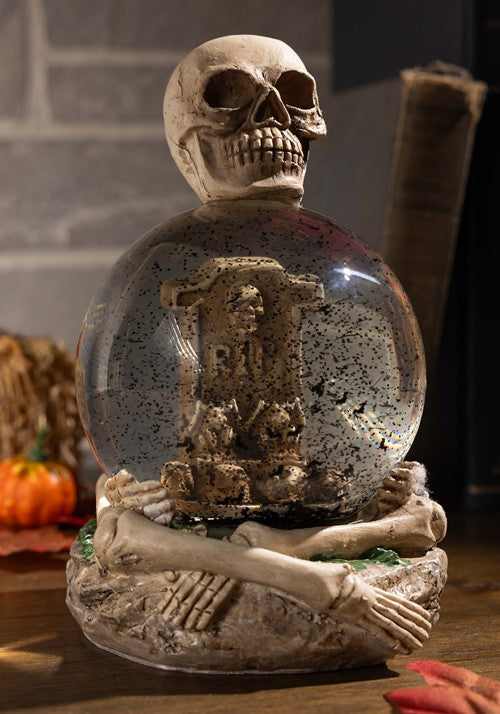 6-Inch Skeleton Water Globe with Tombstone Decoration - US 7888