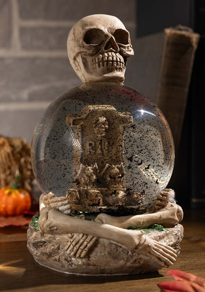 6-Inch Skeleton Water Globe with Tombstone Decoration - US 7888