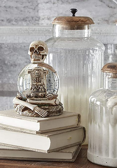 6-Inch Skeleton Water Globe with Tombstone Decoration - US 7888