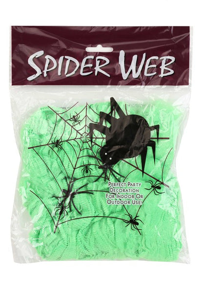 200 Square FT Green Spider Web Halloween Decoration - US 3692