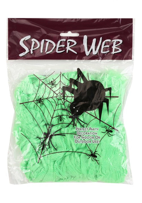 200 Square FT Green Spider Web Halloween Decoration - US 3692
