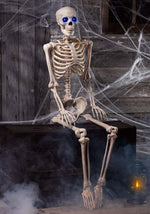 5FT Light Up Blue Eyes Poseable Human Skeleton Halloween Decoration - US 1595
