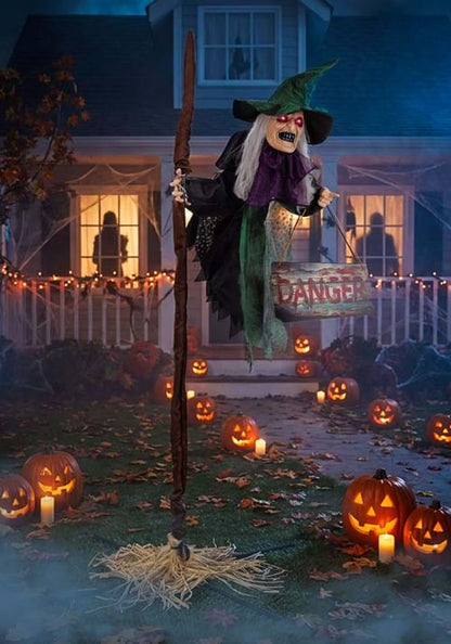 6.5FT Flying Florence Animatronic Witch Decoration - US 6572
