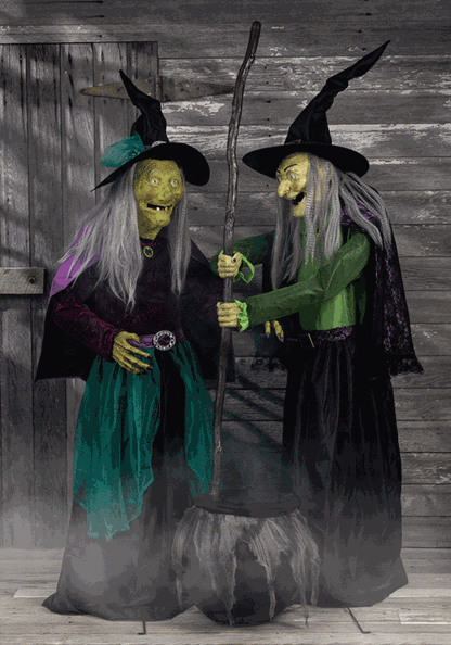 6.5FT Seasonal Visions International Stirring Up Trouble Witch Animatronic Decoration - US 0763
