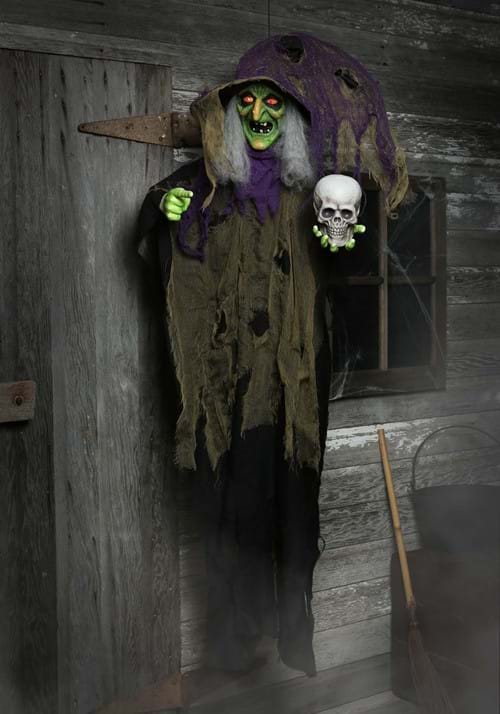 6FT Hanging Witch Animatronic Halloween Decoration - US 4085