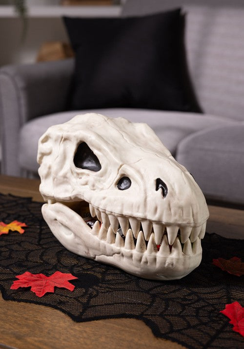 7.5-Inch Skeleton T-Rex Skull Candy Bowl Decoration - US 2102