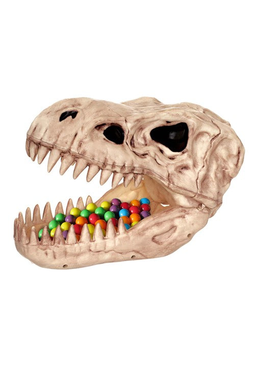 7.5-Inch Skeleton T-Rex Skull Candy Bowl Decoration - US 2102