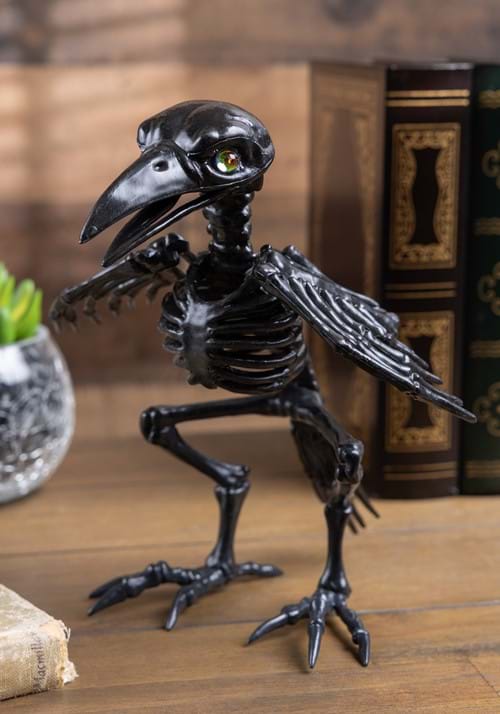 7-Inch Black Crow Skeleton with Crystal Eyes Decoration - US 1971