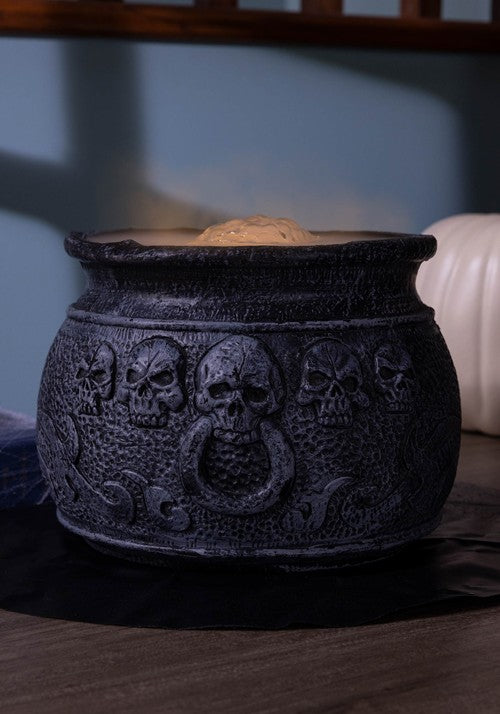 7-Inch Misting Black Skull Cauldron Decoration - US 3728