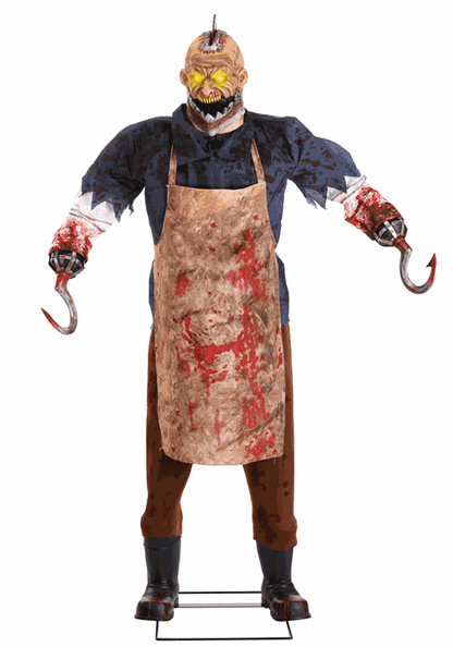 7.5FT Animated Bloody Buzzhead Butcher Halloween Decoration - US 9482