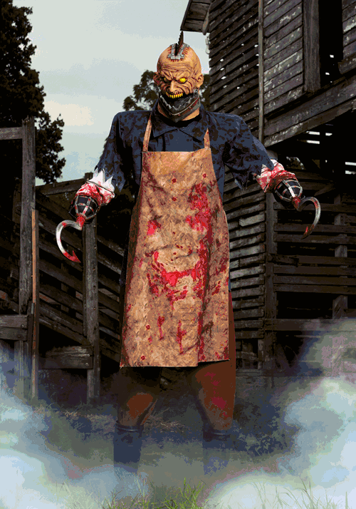 7.5FT Animated Bloody Buzzhead Butcher Halloween Decoration - US 9482