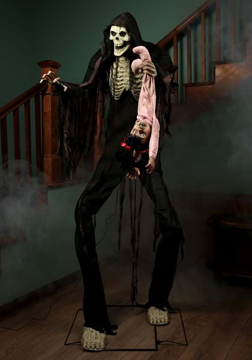 7FT Animated Towering Boogey Man with Kid Halloween Decoration - US 3561