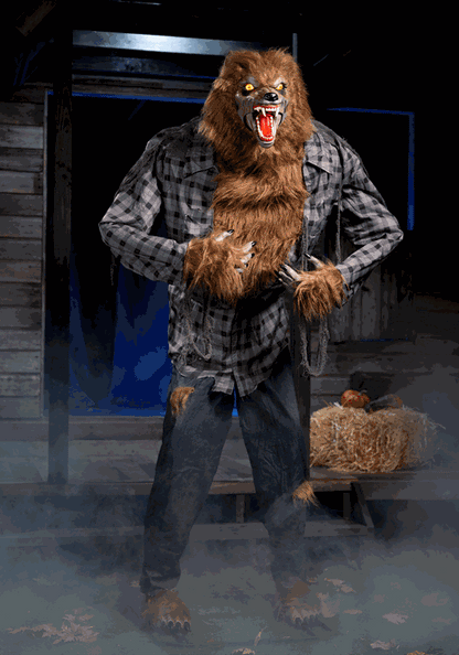 7FT Howling Werewolf Animatronic Halloween Decoration - US 4219