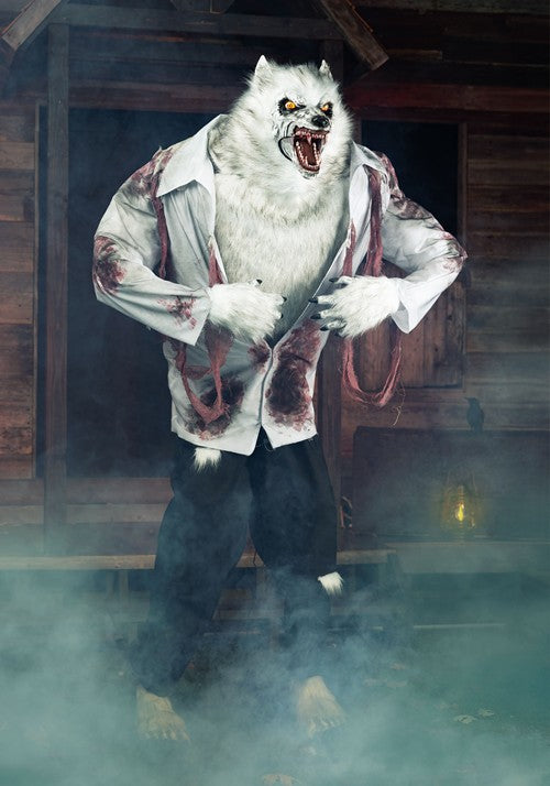 7FT Howling White Werewolf Animatronic Halloween Decoration - US 4983