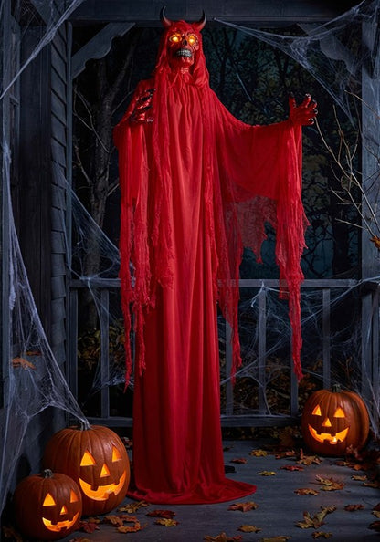 7FT Malakar the Crimson Animatronic Demon Decoration - Scream Saver - US 9458