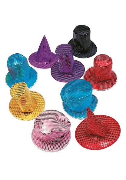 8-Inch Black Sequin Disco Hat Accessory - US 4823