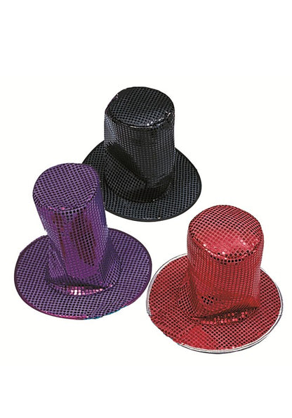 8-Inch Black Sequin Disco Hat Accessory - US 4823