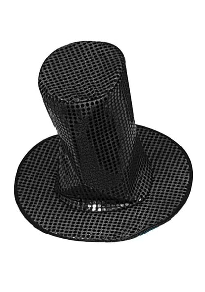 8-Inch Black Sequin Disco Hat Accessory - US 4823