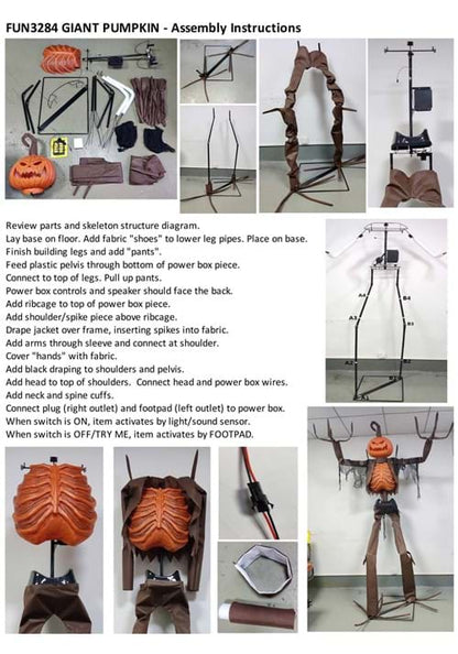 8FT Giant Animated Scarecrow Pumpkin Decoration - US 4138