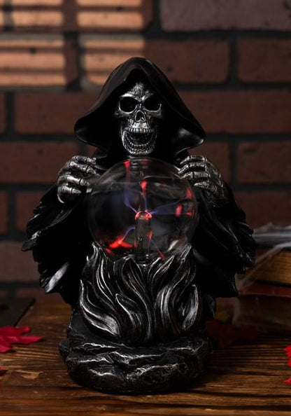 9-Inch Grim Reaper with Static Lighted Magic Ball Decoration - US 8648
