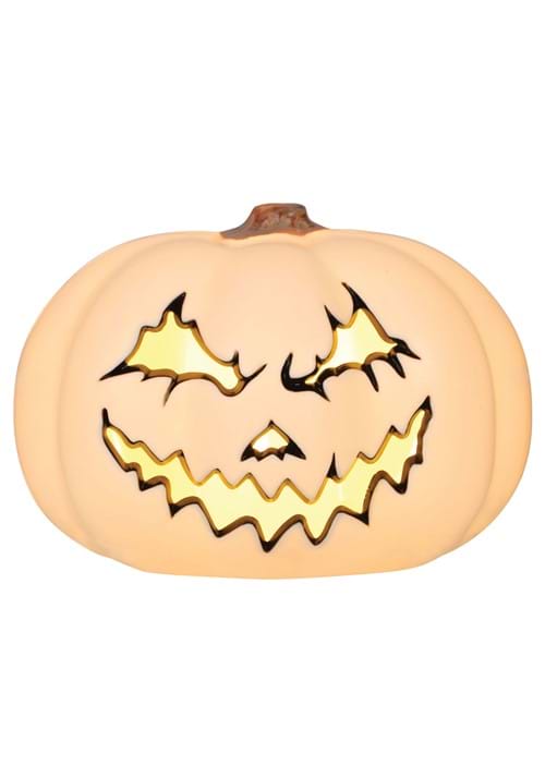 9-Inch Light Up White Spooky Pumpkin Decoration - US 7844