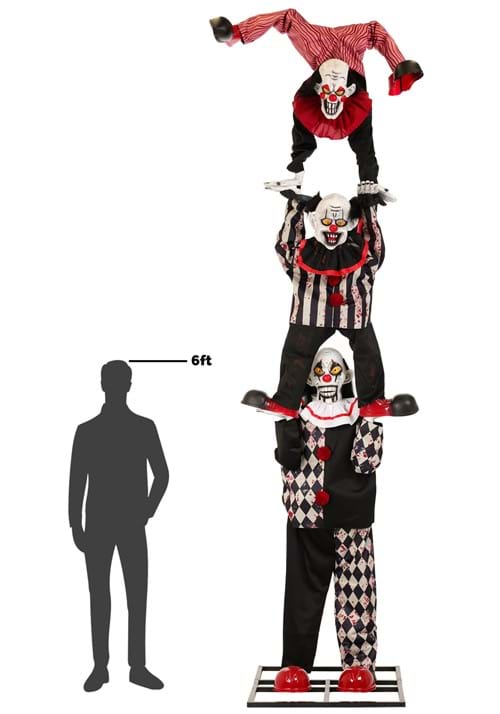 12FT 3-Stacked Acrobatic Animatronic Clowns Halloween Decoration - Brick Thunder - US 4909