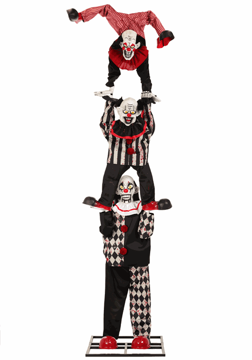 12FT 3-Stacked Acrobatic Animatronic Clowns Halloween Decoration - Brick Thunder - US 4909