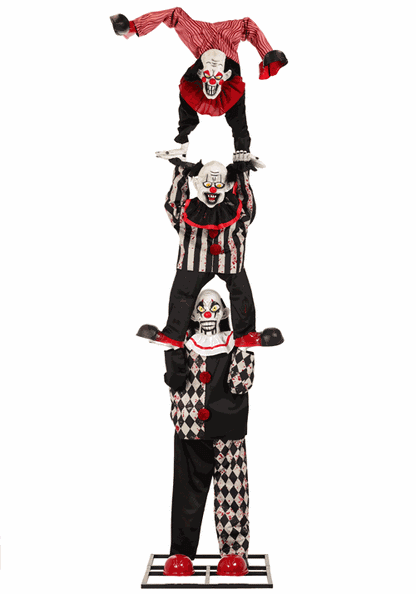 12FT 3-Stacked Acrobatic Animatronic Clowns Halloween Decoration - Brick Thunder - US 4909