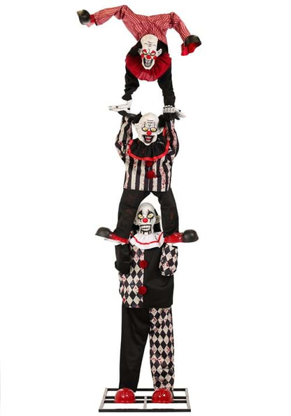12FT 3-Stacked Acrobatic Animatronic Clowns Halloween Decoration - Brick Thunder - US 4909