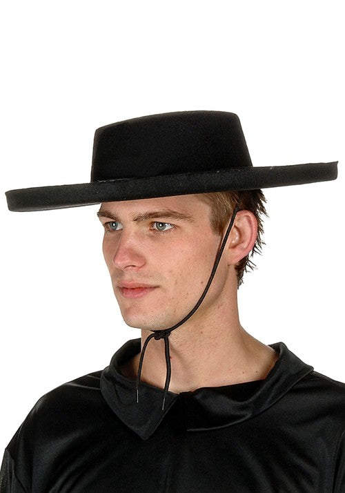 Adult Bandit Swordsman Black Felt Costume Hat - US 7824