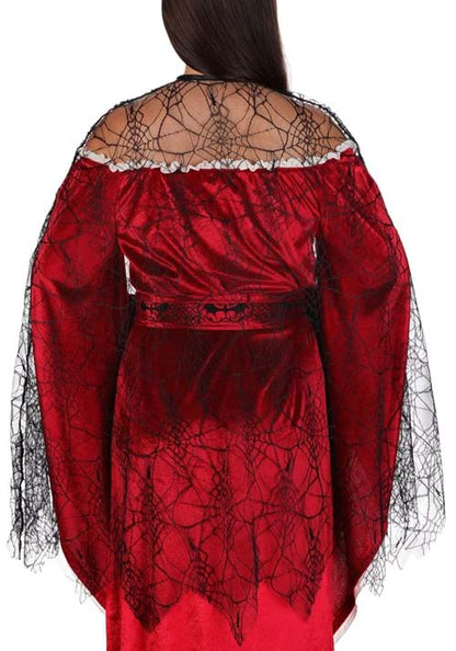 Adult Black Sheer Cobweb Costume Cape - US 9365