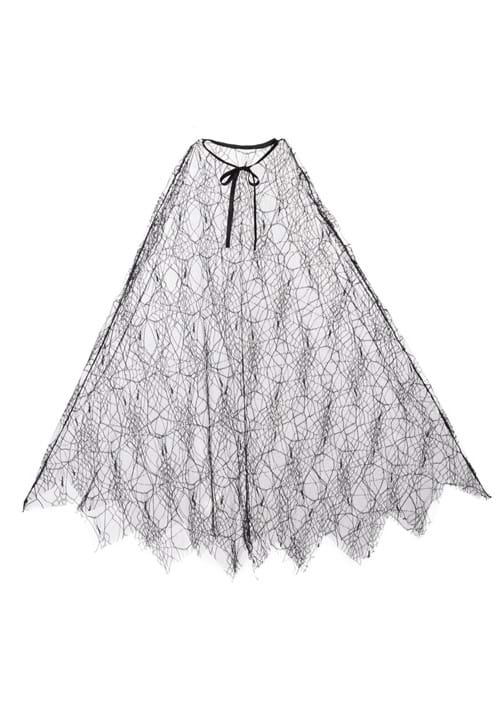 Adult Black Sheer Cobweb Costume Cape - US 9365