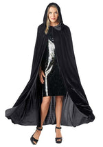 Adult Black Velvet Hooded Costume Cape - US 9855