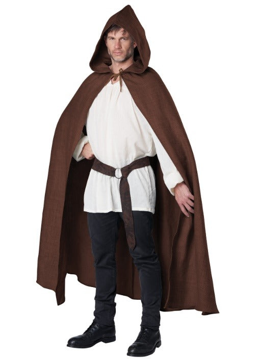 Adult Brown Hooded Cloak - US 5235