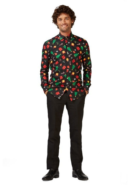Christmas Icons Button Up Shirt for Adults - US 8392
