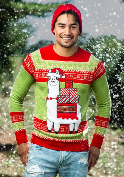Christmas Llama Ugly Sweater for Adults - US 2100