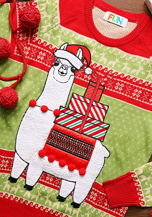 Christmas Llama Ugly Sweater for Adults - US 2100