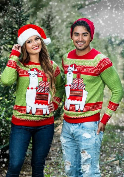 Christmas Llama Ugly Sweater for Adults - US 2100