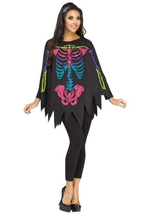 Color Bones Poncho Costume for Women - US 8768