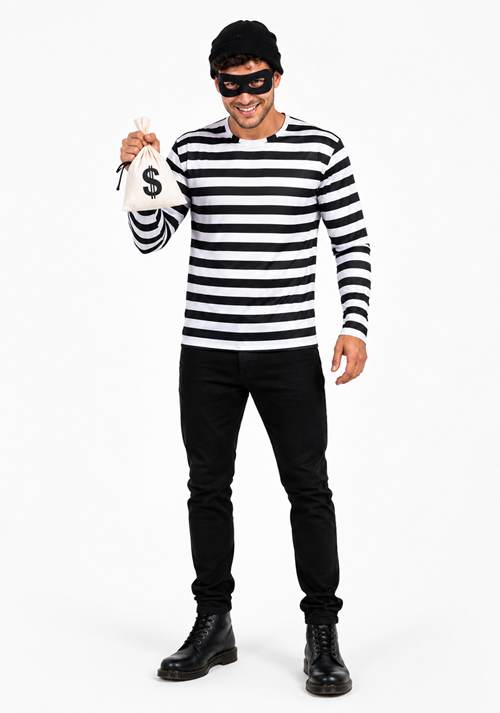 Adult Convict Top & Cap Costume Kit - US 8402