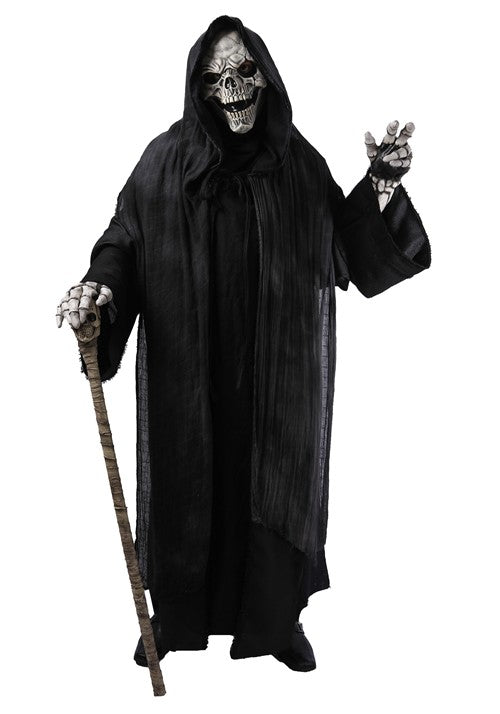 Adult Dark Reaper Coat Costume with Skull Mask and Skeleton Gloves - US 0741